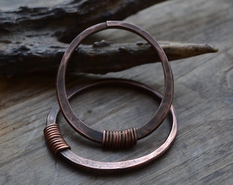 Copper hoops, hoops for tunnel, copper tunnel hoops, 8 gauge earrings, 8 gauge hoops, copper earweights, copper ear weights, large hoops