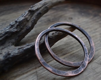 Copper hoops, hoops for tunnel, copper tunnel hoops, 8 gauge earrings, 8 gauge hoops, copper earweights, copper ear weights, large hoops