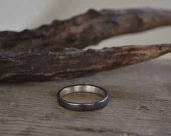 Sterling ring band, black sterling ring band, basic sterling ring, oxidized sterling ring band, sterling wedding, simple sterling ring band