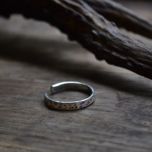 Hand Forged adjustable textured sterling silver ring, adjustable silver ring, sterling silver ring, stackable ring