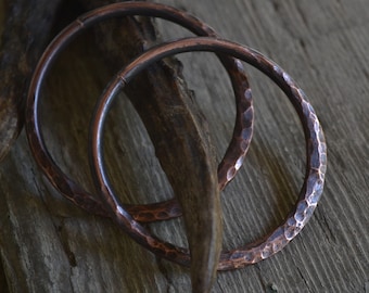 Copper hoops, hoops for tunnel, copper tunnel hoops, 8 gauge earrings, 10 gauge textured hoops, copper earweights, basic gauged hoops