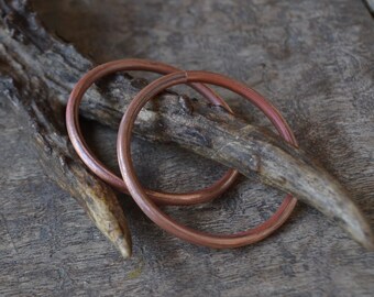 Large copper hoops 10 gauge, basic hoops for tunnel 8 gauge, copper tunnel hoops, 8 gauge hoops, 10 gauge hoops, plain simple gauged hoops