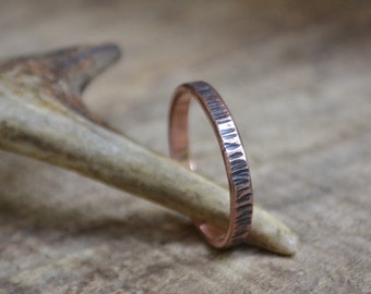 Banda ad anello di rame semplice, banda rustica dell'anello di rame, banda ad anello di rame di base, sottile banda di rame, anello di rame maschile, donne anello di rame semplice