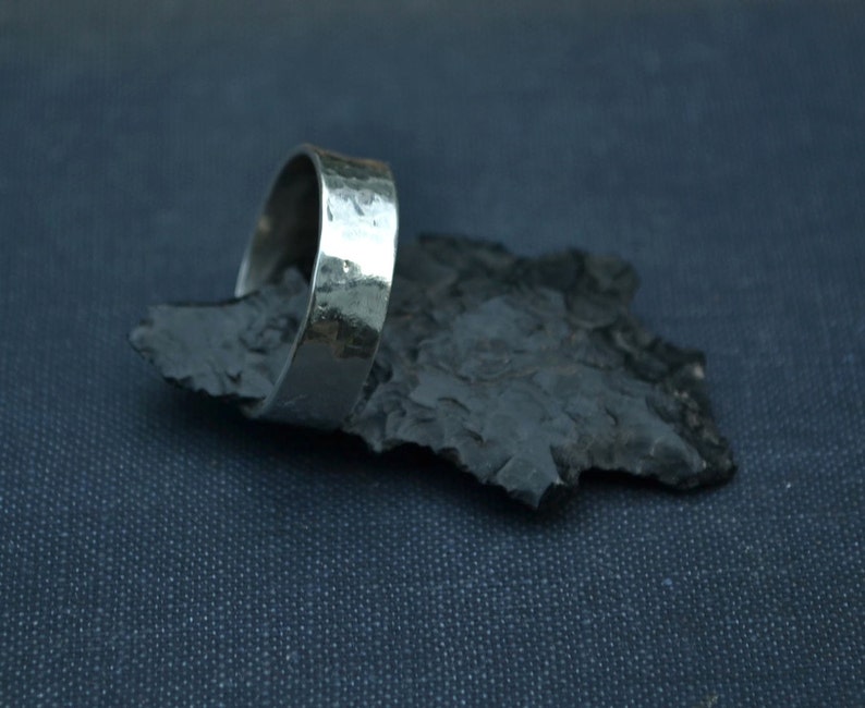 Sterling chunky men's ring band textured sterling ring Etsy