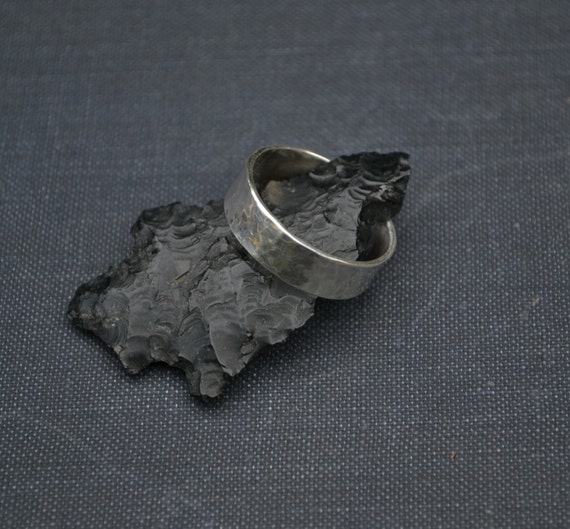 Sterling chunky men's ring band textured sterling ring Etsy