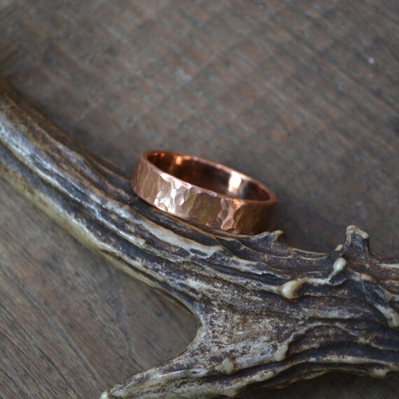 Textured copper ring band copper ring band hammered copper Etsy