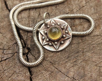 Sterling and amber pendant, sterling pendant, star pendant, Chiapas amber pendant, amber necklace, men necklace, men silver and amber