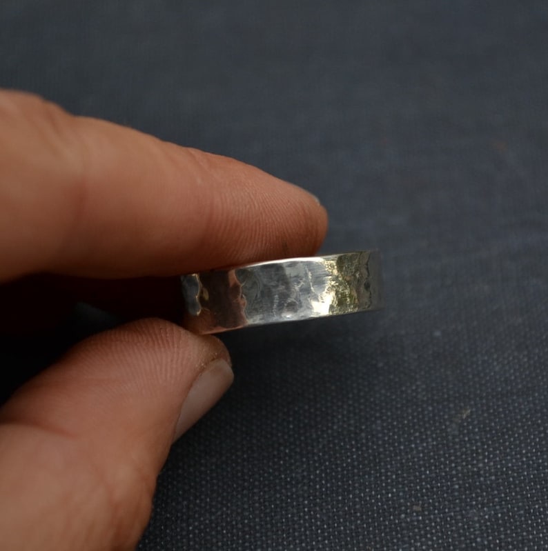 Sterling chunky men's ring band textured sterling ring Etsy