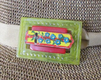 OOAK Vintage Whistle on Plastic Buckles Brooch