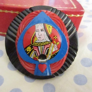 Original QUEEN OF HEARTS Brooch Made from Vintage Tin Whistle