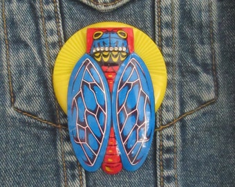 Large Tin Clicker Cicada(?) Pin