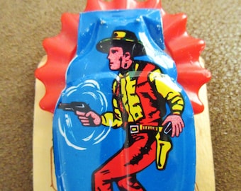 OOAK Original Cowboy Tin Clicker Brooch