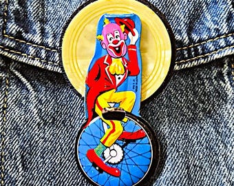 Brooch with Vintage Clown Tin Whistle