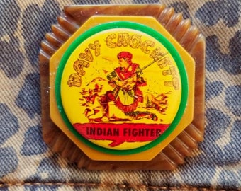 Davy Crockett Button Brooch
