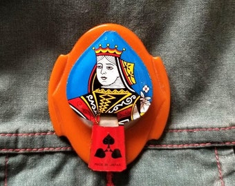 Vintage Queen of Spades Clicker on Buckle Brooch