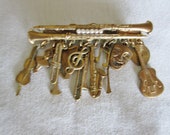 Brass quot Performing Arts quot Charms Brooch