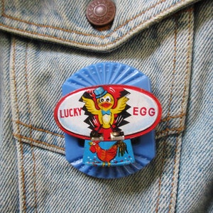OOAK Vintage &quot;Lucky Egg&quot; Tin Whistle Brooch