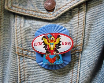 OOAK Vintage "Lucky Egg" Tin Whistle Brooch