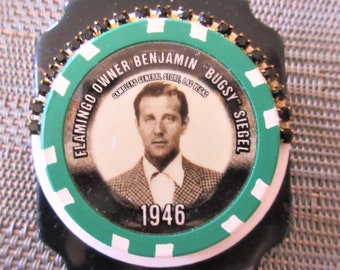 OOAK "Bugsy" Siegel Old Casino Chip Brooch