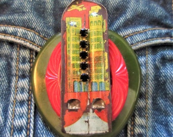 Vintage Cityscape Whistle Pin