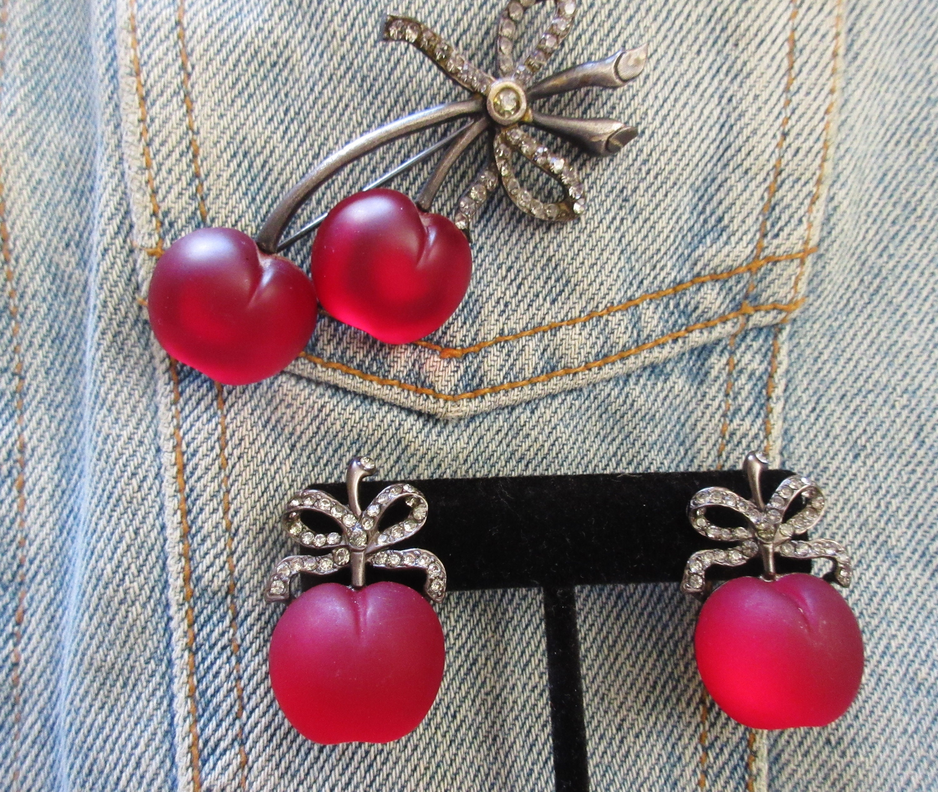 Amazon.com: Realistic Apple S Pl Earrings Ceramic Fruit Red Green Summer  Fall Food Vintage Pink Glass Leaves : Handmade Products