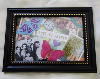 Original 4" X 6" Collage - "Love to Father" - Framed