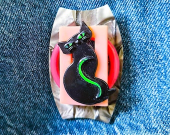 OOAK Plastic Kitty Cat Brooch