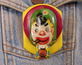 OOAK "The Joker" Pin - made from vintage pieces - COOL!