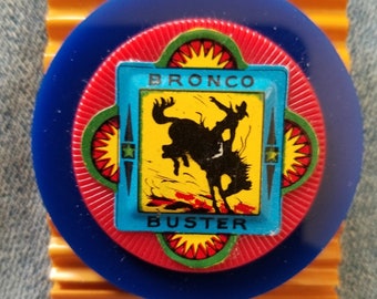 Vintage Tin Bronco Buster Pin