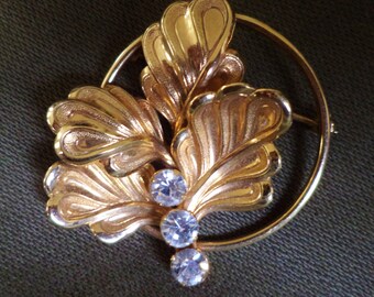 Vintage Forstner 1/20 12KT G.F. and Crystal Floral Brooch - Small, but Sweet!