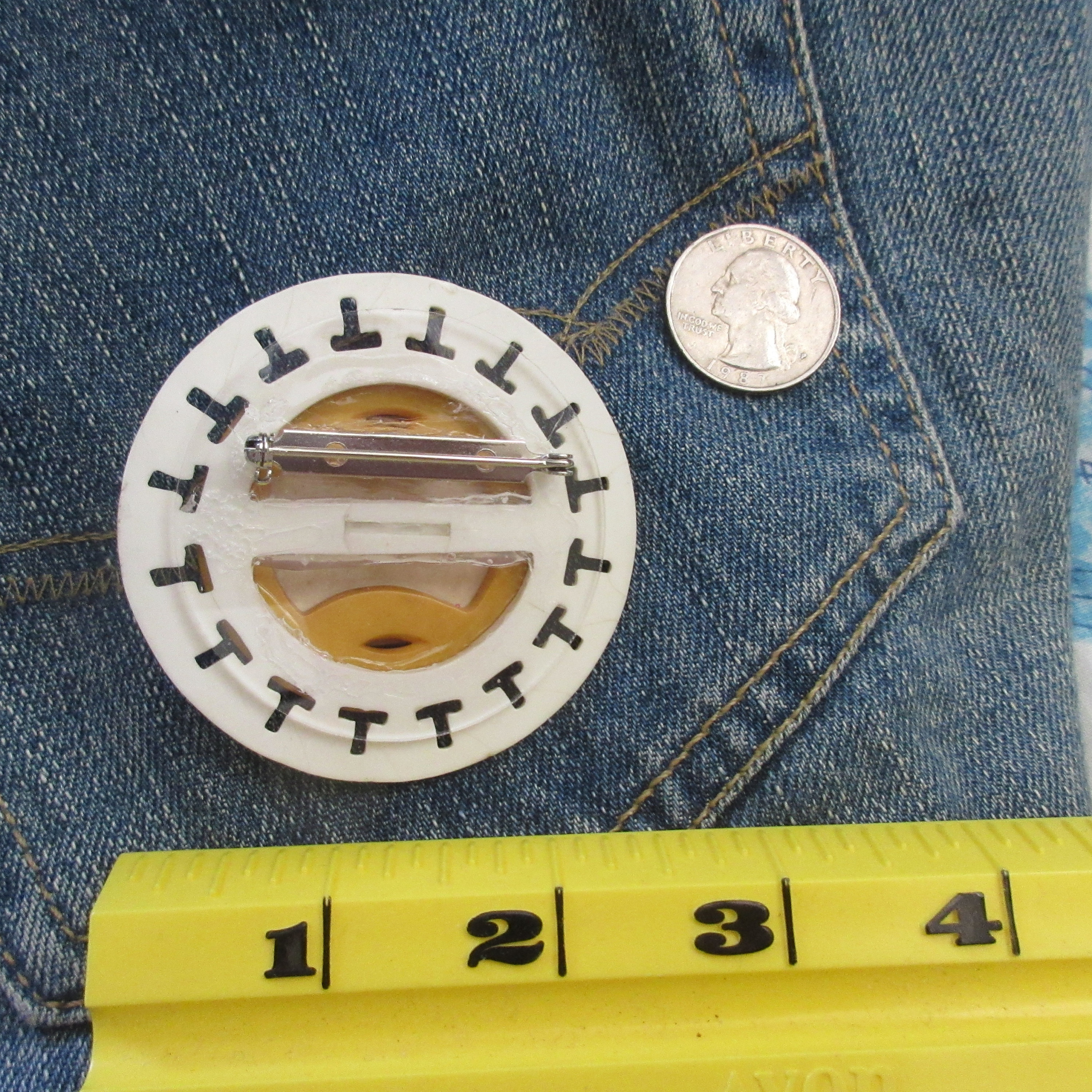 OOAK Vintage Lenticular Baseball Player Brooch