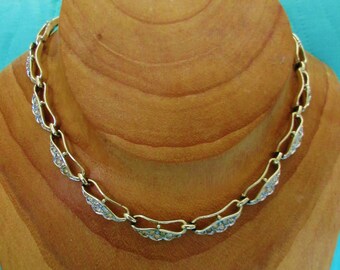 Vintage Marboux Gold Tone and Rhinestone Necklace