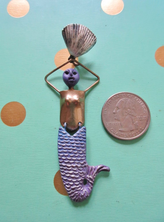 Vintage Handmade Mermaid Pin - image 2