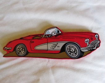 Vintage Little Red Corvette Automobile Wall Hanging