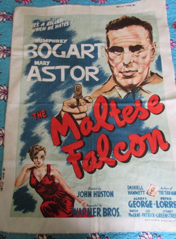 THE MALTESE FALCON Movie Silk Fabric Poster Humprey Bogart RARE