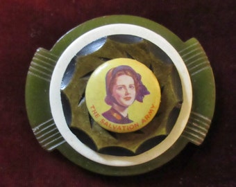 New! - Old Australian Salvation Army Pin Reconfigured with Vintage Button and Buckles