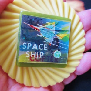 OOAK Space Ship/Copter Vehicular Lenticular Pin