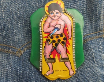 OOAK "Tarzan" Vintage Whistle  Brooch