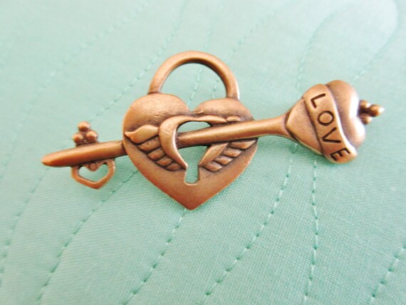 Vintage GUESS key to My Heart Brooch Etsy
