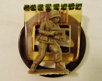 OOAK Vintage Toy Soldier/ Plastic Army Man Pin