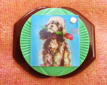 Vintage OOAK Boozey Poodle Lenticular Brooch