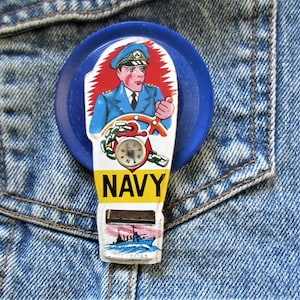 Original Brooch Featuring Vintage Navy Officer Tin Whistle