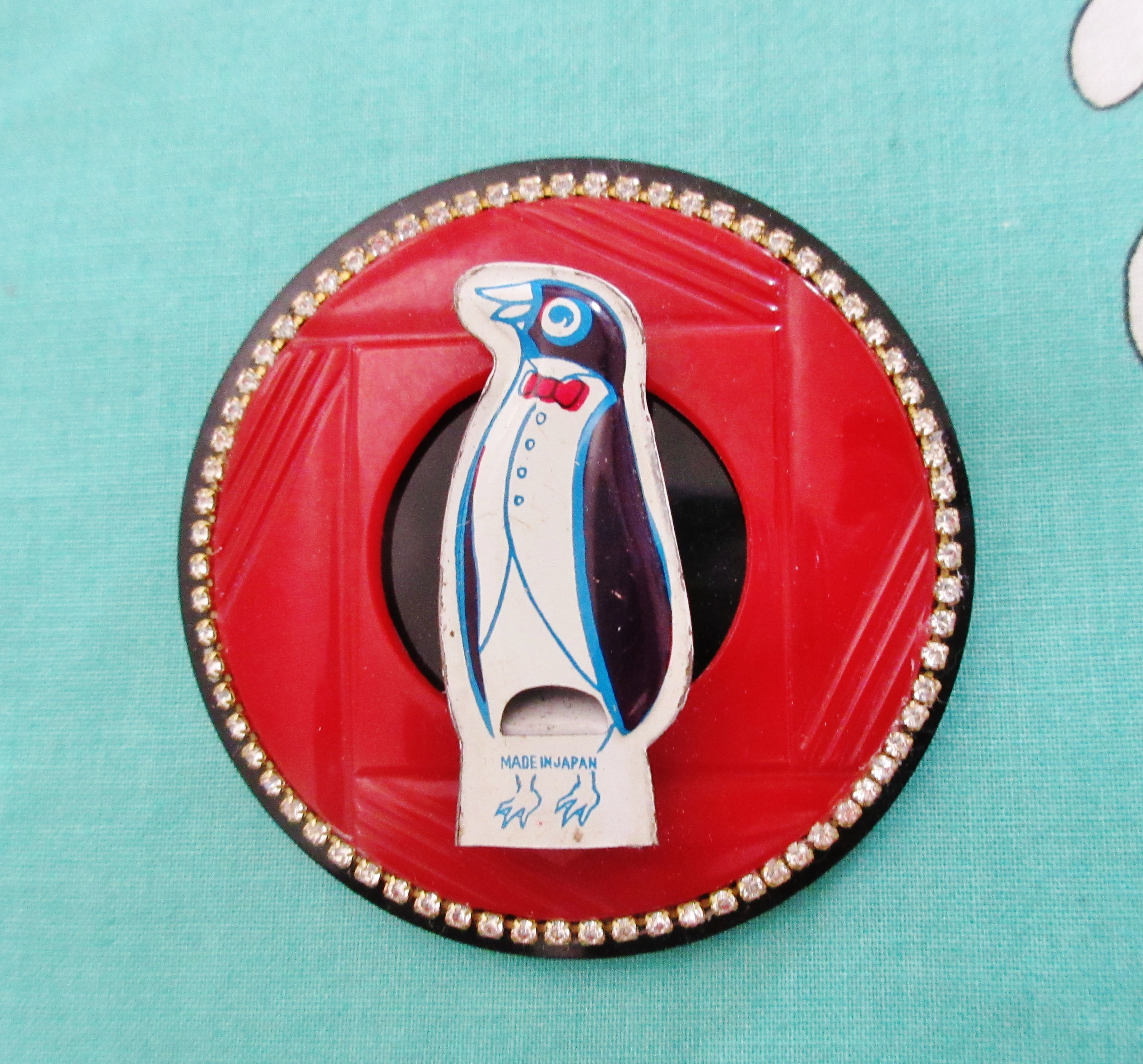 OOAK Vintage Penguin Tin Whistle Brooch