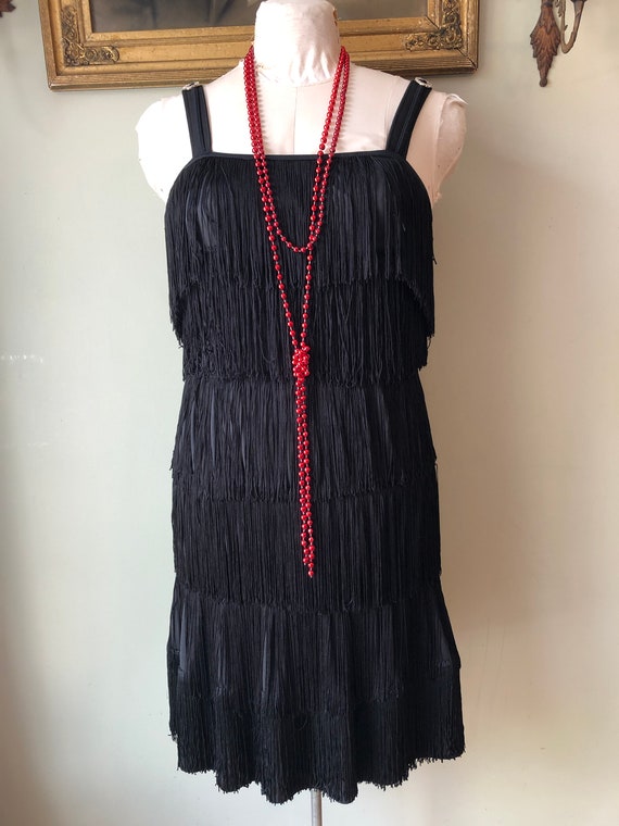 Black Fringe Flapper Downton Abby Dress  Woman's … - image 2