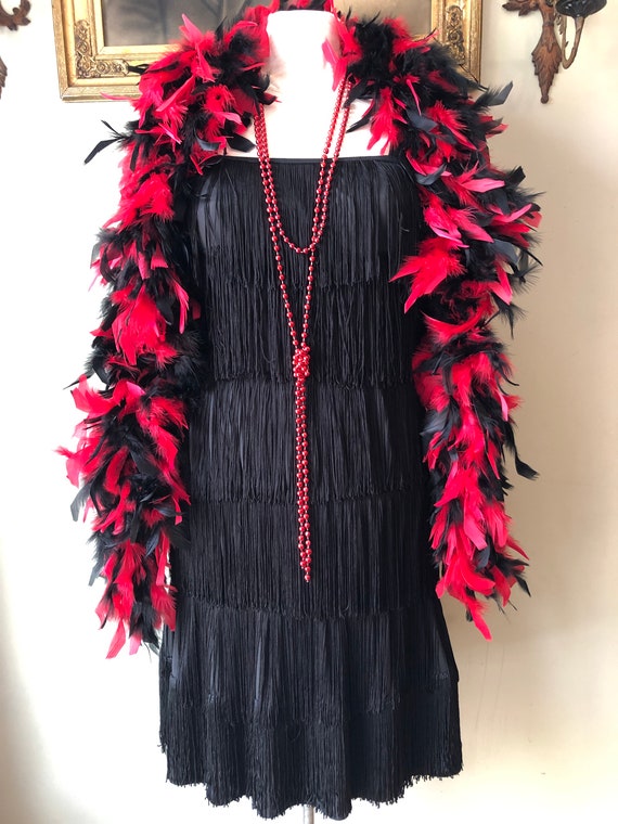 Black Fringe Flapper Downton Abby Dress  Woman's … - image 1