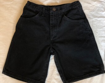 Women's Black Denim Rustler Shorts Mid Rise 100% Cotton Summer Shorts 28" Waist USA