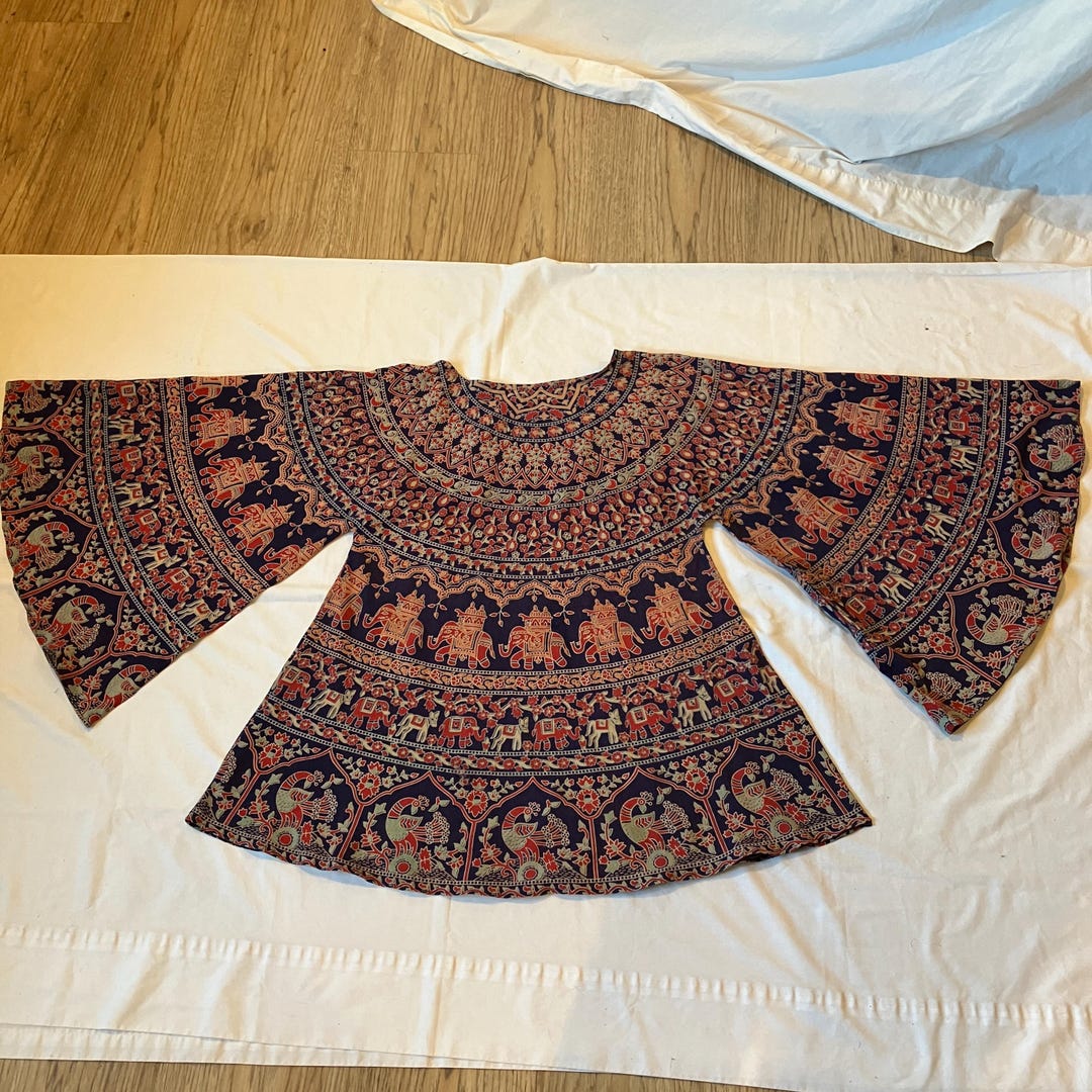 60s 70s Style Tunic Angel Sleeves Hippie Boho Festival Burning Man ...