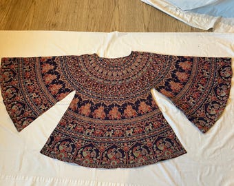 60s 70s Style Tunic Mini Dress Angel Sleeves Hippie Boho Festival ...