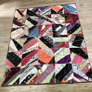 Tattered Vintage Antique Quilt Hand Stitched Patchwork Crazy Quilt Bedspread Throw Cottage Core Country Decor Quilt Project 54X66