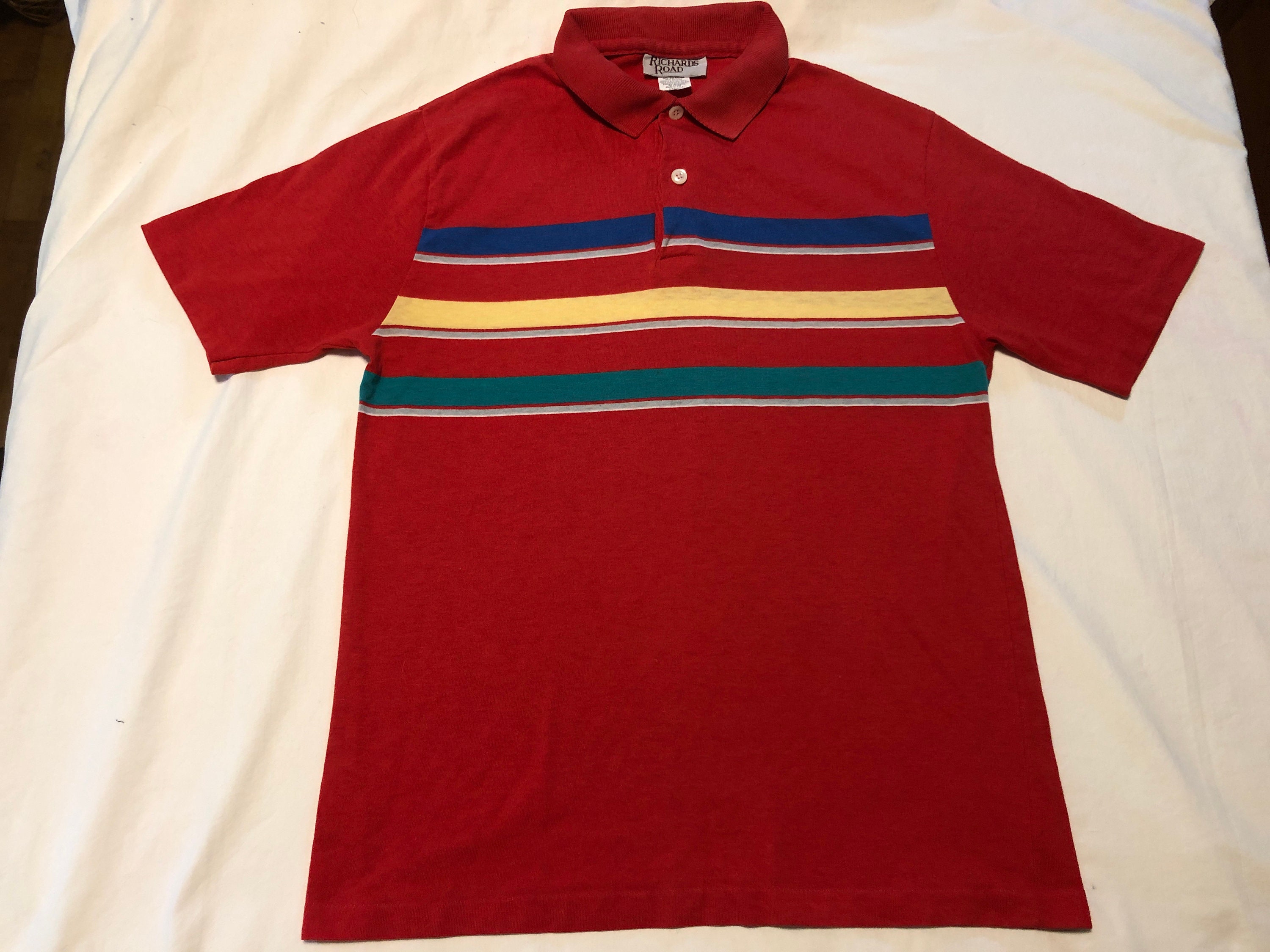 Red yellow green hotsell blue striped shirt